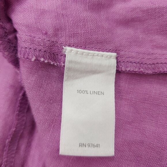 J Jill Love Linen Dress Womens Large Lilac Short Sleeve V-Neck Beach Coastal - Picture 9 of 11